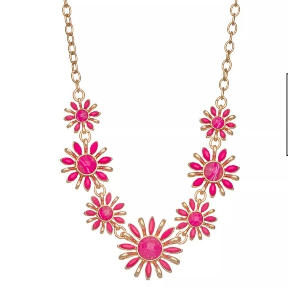 Napier Pink and Gold Floral Necklace